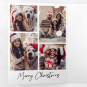 署モダン名 |白黒の写真数々の 三つ折りクリスマスカード (内部最初)