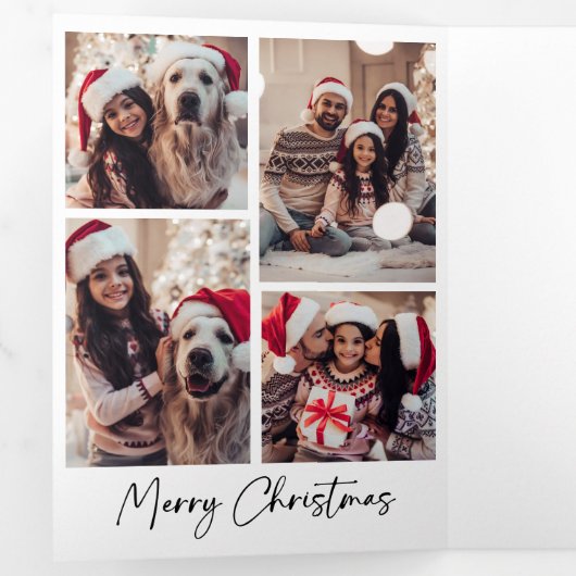 署モダン名 |白黒の写真数々の 三つ折りクリスマスカード (内部最初)