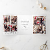 署モダン名 |白黒の写真数々の 三つ折りクリスマスカード (内部)