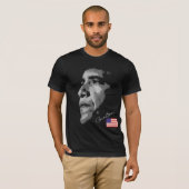 署名が付いている米国の旗バラック・オバマ Tシャツ (正面フル)