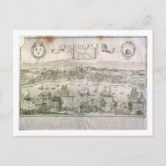 署名されたボルドー川とガロンヌ川のビュー ポストカード (正面)