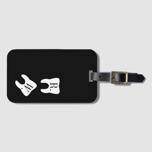 署名された歯の歯科の記号のカスタム ラゲッジタグ (正面横)