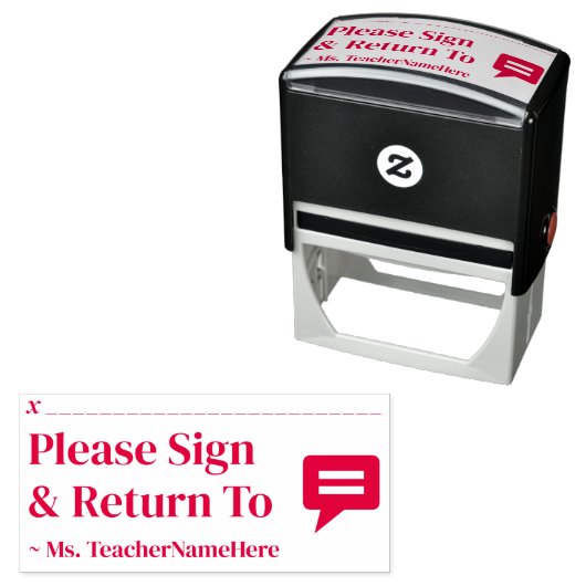 「署名して戻る」および先生名 セルフインキングスタンプ (インサイチュ)
