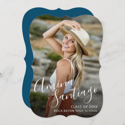 署名の卒業発表 案内状 (正面/裏面)