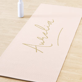 署名の名前シンプルミニマル赤面ピンク金ゴールド ヨガマット