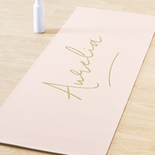 署名の名前シンプルミニマル赤面ピンク金ゴールド ヨガマット