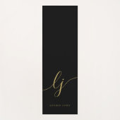 署名の名前シンプル書跡ブラック金ゴールド ヨガマット (正面)