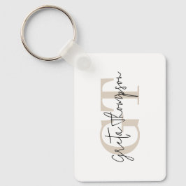 署名の名前ベージュモノグラム キーホルダー