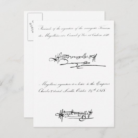 署名の2つの例 ポストカード (正面/裏面)