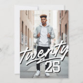 署名はっきりした卒業 | 写真男らしの卒業 招待状 (正面)