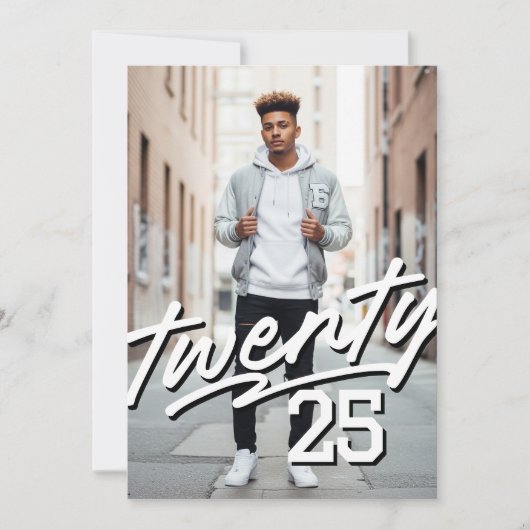 署名はっきりした卒業 | 写真男らしの卒業 招待状 (正面)