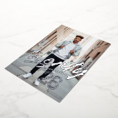 署名はっきりした卒業 | 写真男らしの卒業 箔招待状 (回転した状態)