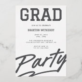 署名はっきりした卒業 | 写真男らしの卒業 箔招待状 (裏面)