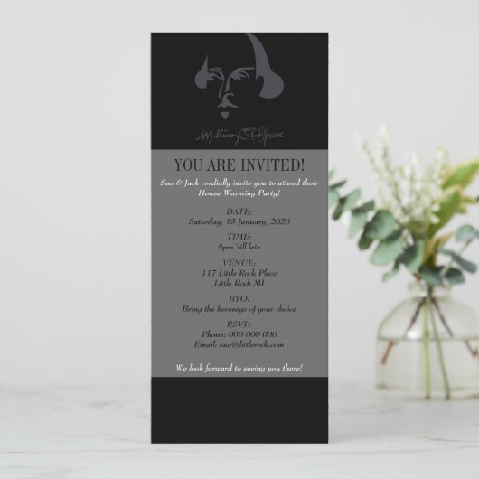 署名を持つシンプルなシェークスピア 招待状 (スタンド正面)
