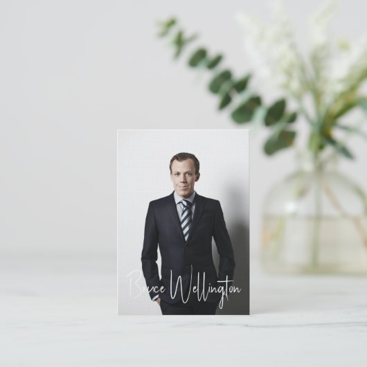 署名エレガントスクリプト公証人弁護士の写真 名刺 (スタンド正面)