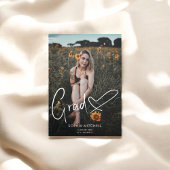 署名ガーリーハート写真の卒業 三つ折り招待状