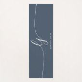 署名シンプル名Writhic Navy Blue Script ヨガマット (正面)