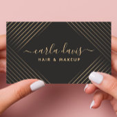 署名スクリプトのジオメトリック線の黒と金ゴールド 名刺