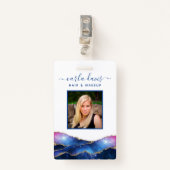 署名スクリプトエージェント水カラー銀河系サロンID バッジ (正面クリップ)