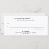 署名スクリプトサロンスパギフト証明書 (裏面)