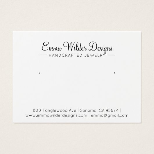 署名スクリプトジュエリーイヤリングディスプレイカード (正面)