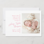 署名スクリプトフォトモダンベビー誕生 案内状 (正面)