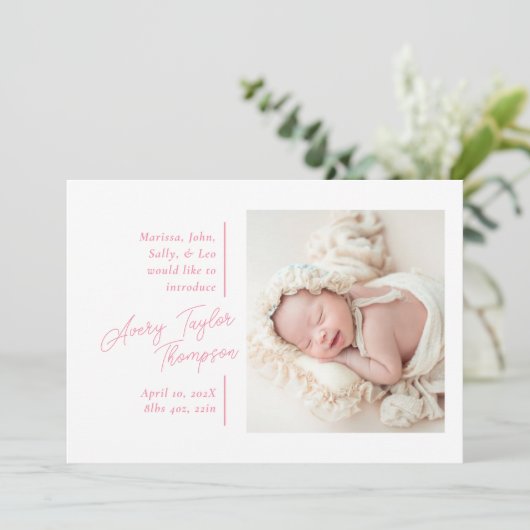 署名スクリプトフォトモダンベビー誕生 案内状 (スタンド正面)