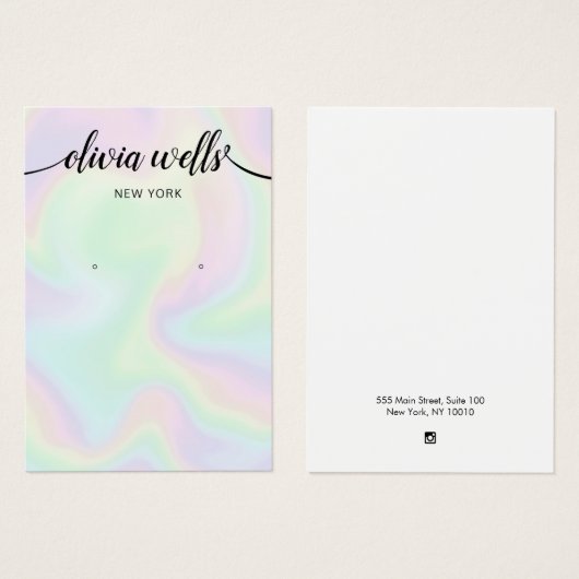 署名スクリプトホログラフィックイヤリングディスプレイカード (正面&裏面)