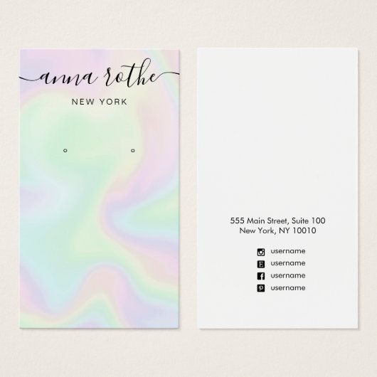 署名スクリプトホログラフィックイヤリングディスプレイカード (正面&裏面)