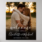 署名スクリプト写真結婚のウェルカムサイン ポスター (正面)