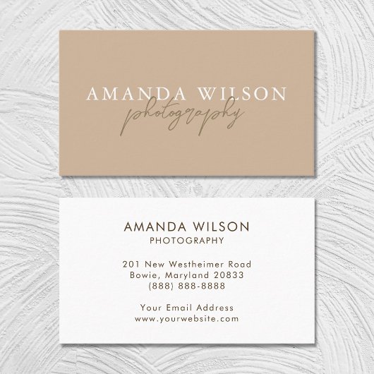 署名スクリプト手書きボホベージュブラウン 名刺