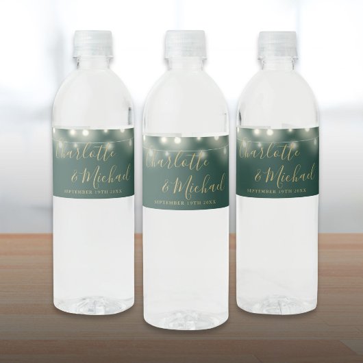 署名スクリプト文字列ライトグリーン金ゴールド結婚ズ ペットボトルラベル