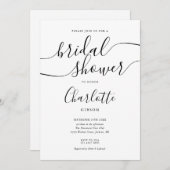 署名スクリプト白黒ブライダルシャワー 招待状 (正面/裏面)