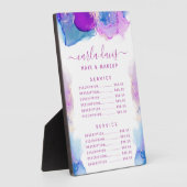 署名スクリプト紫ブルーインク価格メニュー フォトプラーク (側面)