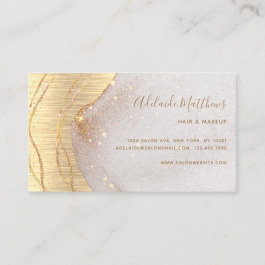 署名スクリプト金ゴールドグリッターアゲエレガントート 名刺 (裏面)