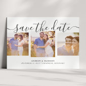 署名スクリプト3枚の写真グレー日付を保存 案内ポストカード