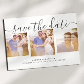 署名スクリプト3枚の写真グレー日付を保存 案内ポストカード