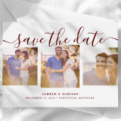 署名スクリプト3枚の写真マルーン日付を保存 案内ポストカード