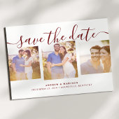 署名スクリプト3枚の写真マルーン日付を保存 案内ポストカード