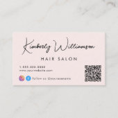 署名スクリプトQRコードピンク 名刺 (正面)