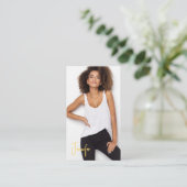 署名タレント名刺 | 2枚の写真QRコード 名刺 (スタンド正面)