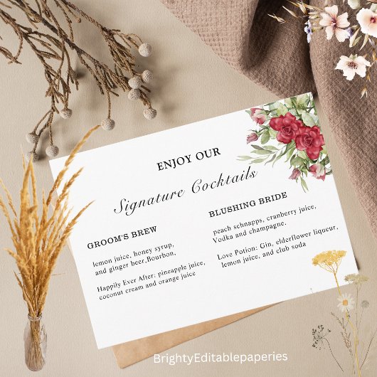 署名ドリンクの署名テンプレート エンクロージャーカード