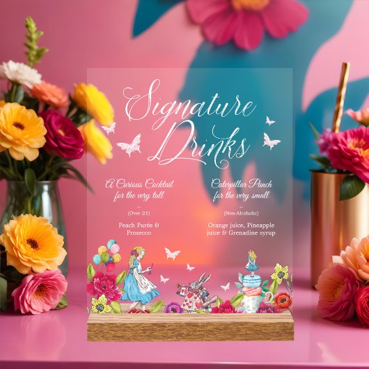 署名ドリンクヴィンテージAlice In Wonderland Poste アクリルサイン