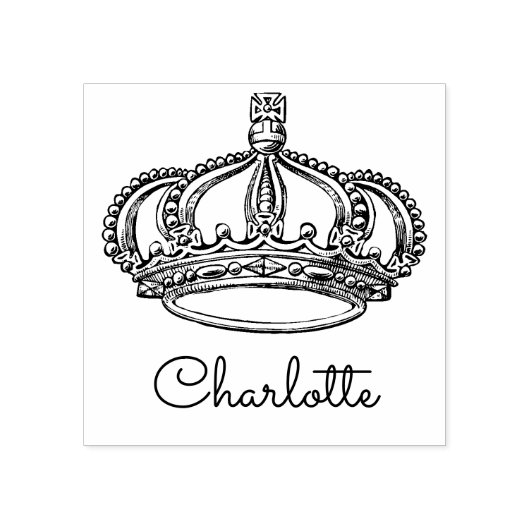 署名パーソナライズされた名(ヴィンテージクラウンアート付き) ラバースタンプ (インプリント)