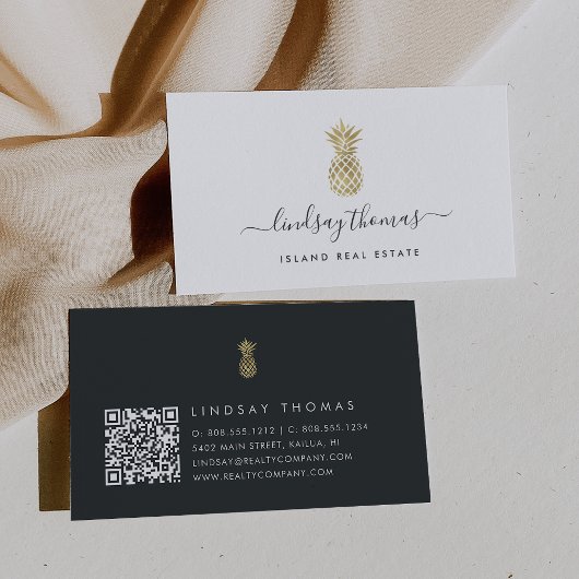 署名フェイク金ゴールドPineapple QRコード 名刺