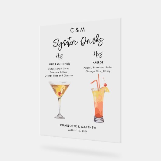 署名モダンは彼と彼女の飲み結婚物 アクリルサイン (傾斜)