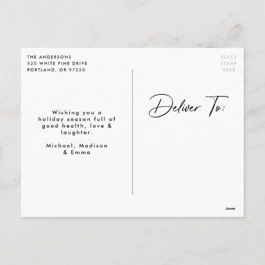 署名モダンスクリプトの写真 シーズンポストカード (裏面)