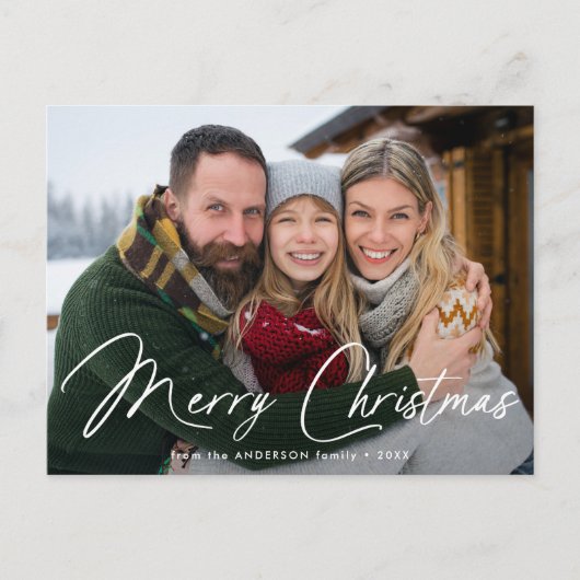 署名モダンスクリプトの写真 シーズンポストカード (正面)