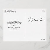 署名モダンスクリプトの写真 箔シーズンポストカード (裏面)