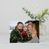 署名モダンスクリプトの写真 箔シーズンポストカード (立ち正面)